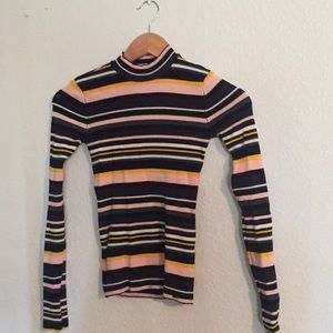 Guess striped slim fit mock neck
